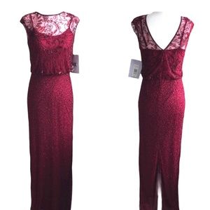 NWT JS Collections Beaded Gown with Slit Back